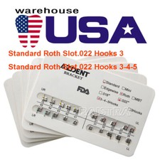 AZDENT Dental Orthodontic Brackets Metal Braces Standard Roth 022 Hooks 3-4-5/3