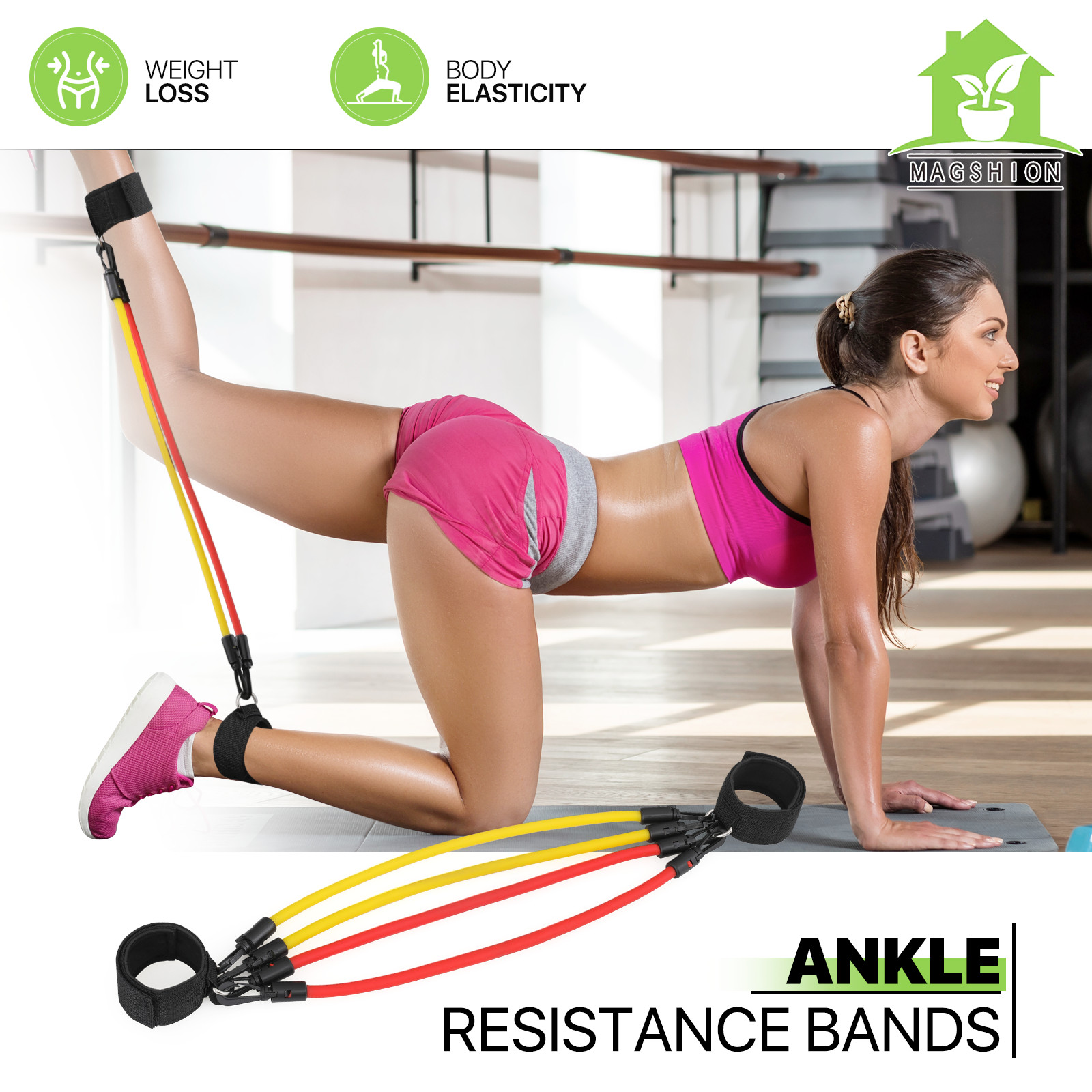Exercise Workout Legs Arms Abdomen W/tube Ankle Straps