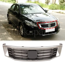 Front Bumper Grille Hood Grill W/Chrome Trim For Honda Accord 08-10 Sedan EX LX