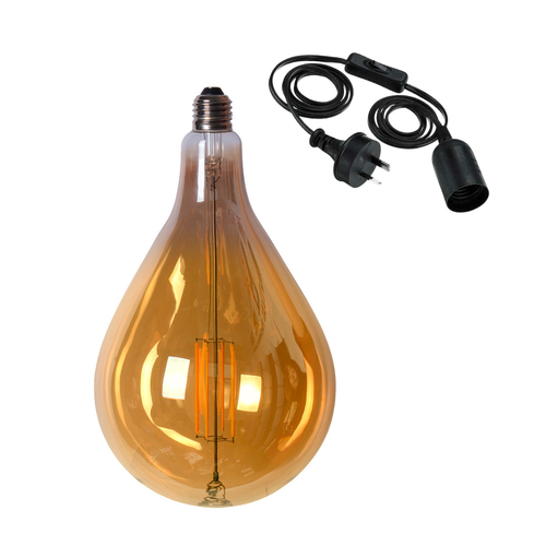 Standard Edison LED Light Globe & Power Cord Plug In 1.8m E27 4 Watt ...
