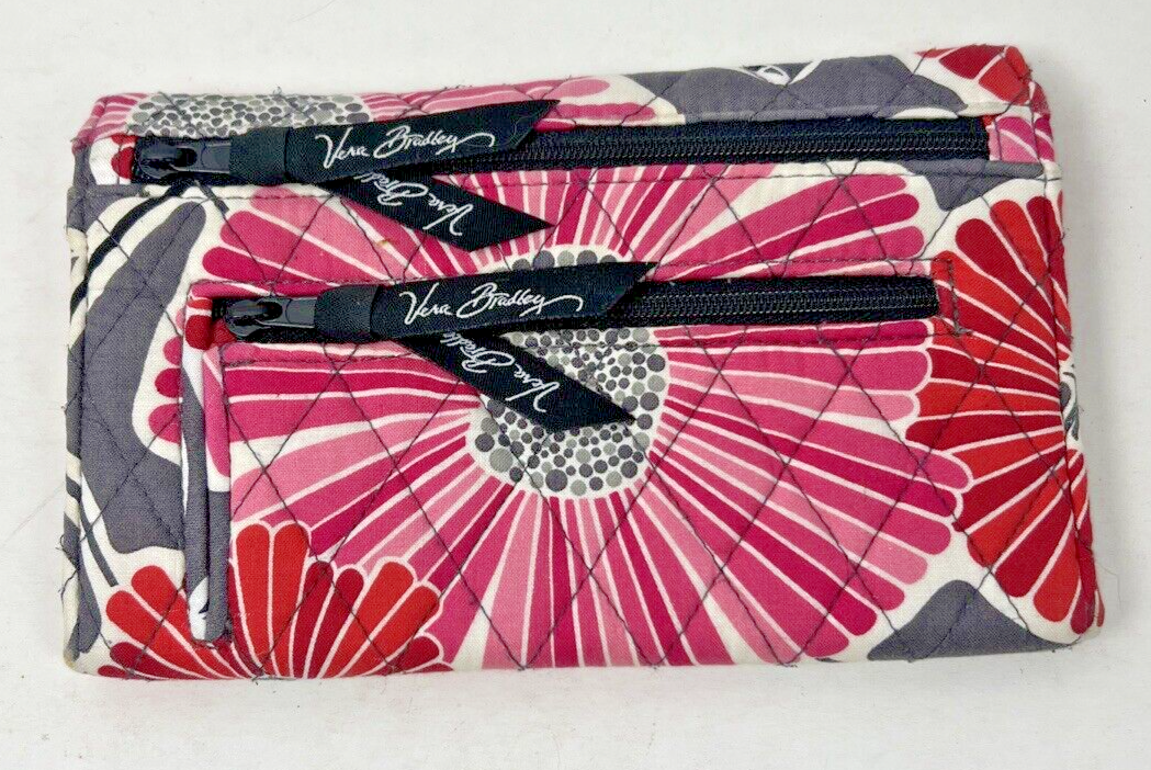 Vera Bradley Wallet Cherry Blossoms Magnet Close Triple Fold Red
