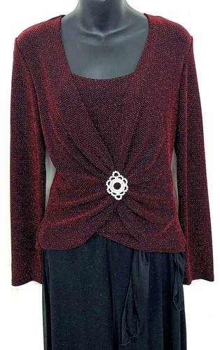 Blu Sage Mujer Cóctel Vestido Conjunto Blusa Pantalón Rojo Negro Brillo  Stretch Talla M | eBay