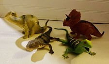Dinosaur Figures Lot Of 4 Apatosaurus, Triceratops