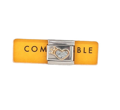 Nomination Composable Classic Link Crown Heart Charm 18K Yellow Gold 030220/24
