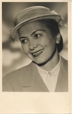 Lady Real Photo Postcard 1930s RPPC Studio Vintage Fashion Hat Dress