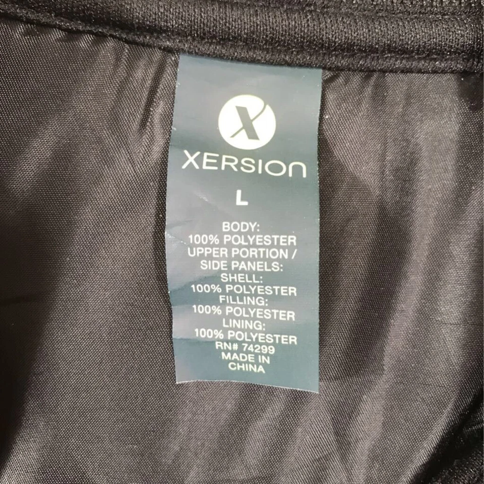 Xersion Unisex Puffer Jacket Black Gray Heathered Fill Zip Pockets Mock Neck L - Image 4 of 4