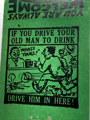Friday Harbor Washington Comical MatchBook Cover Bay View Tavern Drive 2 Drink