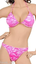 Hot Pink Floral 2 Pc Hipster Bikini Swimwear Swim Suit Set S
