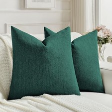 Chenille Decorative Throw Pillow Covers 18x18 Inch 18" x 18" Pack of 2 Teal