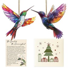 Hummingbird Stained Glass Ornament Window Hanging Decor