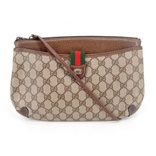 Gucci Beige GG Supreme Sherry Web Stripe Shoulder Crossbody Clutch Bag