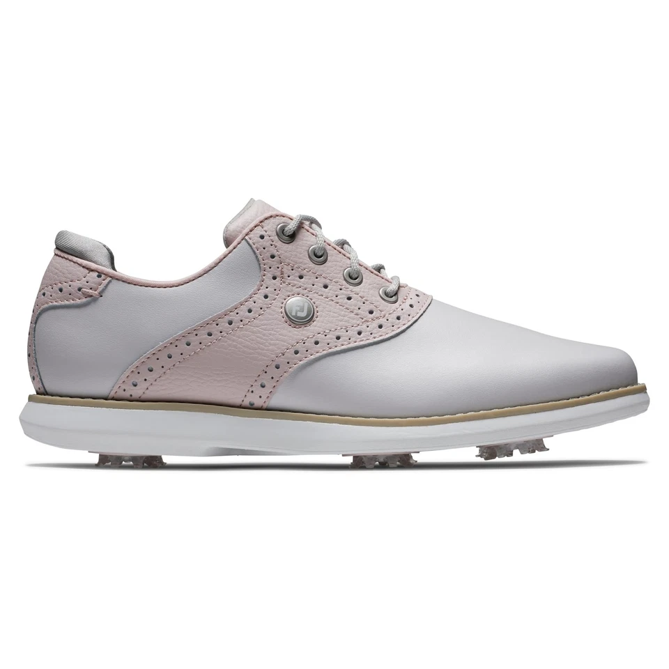 FootJoy Women's Traditions Golf Shoe 8 Light Grey/Pink - Image 2 of 4