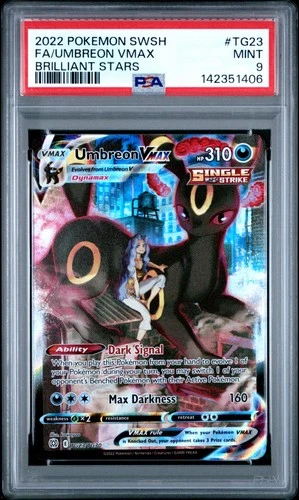 2022 POKEMON SWORD & SHIELD BRILLIANT STARS #TG23 FULL ART/UMBREON VMAX PSA 9