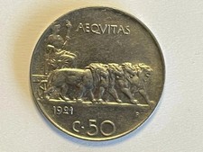 REGNO D' ITALIA V.E.III. 50 CENTESIMI LEONI 1921 BORDO LISCIO FDC vedi foto