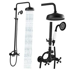 Exposed Shower Faucet System Set 8 Rain Shower with Handheld Spray Matte Black