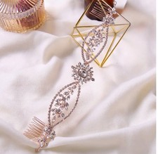Crystal Rhinestone Floral Hair Comb Silver Gold Bridal Accessory wedding