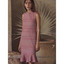 Banana Republic Sleeveless Jacquard Knit Cross Back Flounce Sheath Dress sz 6