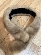 Vintage Genuine Real Mink Fur Stole Winter Wrap Shawl Collar Blond Light Color