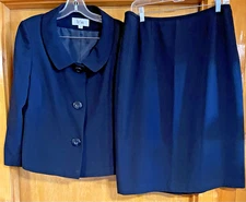 Le Suit Petite Women’s 2 Piece Suit Blazer Jacket & Skirt Black Size 12 NWOT