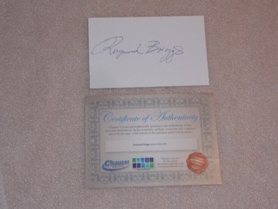 Raymond Briggs handsignierte Karte mit Chaucer Auktionen C.O.A.
