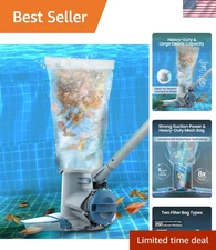 Rechargeable Heavy-Duty Pool Vacuum Cleaner with Strong Suction for Large Debris