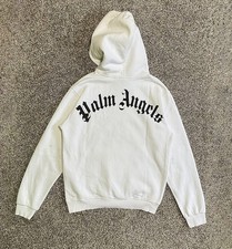 Palm Angels Classic Logo Hoodie White S Pullover Streetwear Sweatshirt Designer