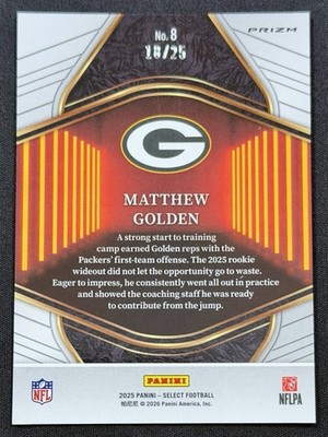 2025 Panini Select - Matthew Golden #8 Neon Icons Tie-Dye Prizm