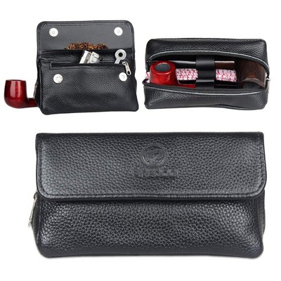 FIREDOG Leather Smoking Pipe Bag Pouch Case for 2 1 Count (Pack of 1), Black