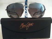  NEW Maui Jim Sandalwood Aviator MJ 217- 17 Silver Frame Grey Polarized Lenses