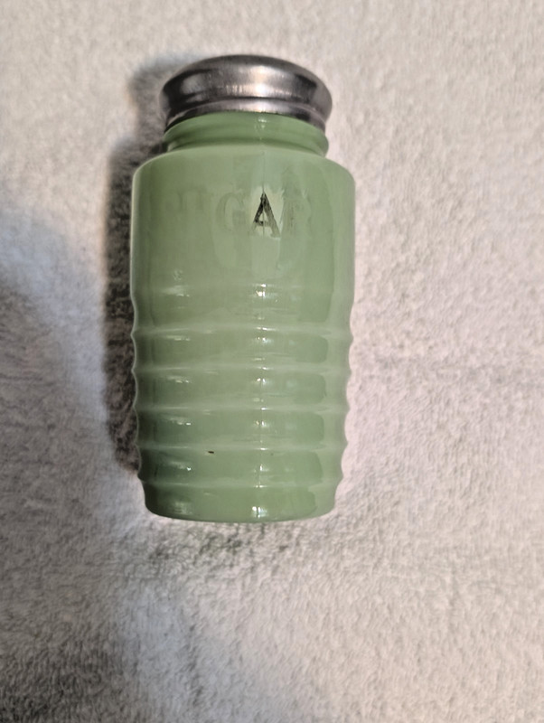 Vintage Jadeite Uranium Glass Beehive Sugar Shaker