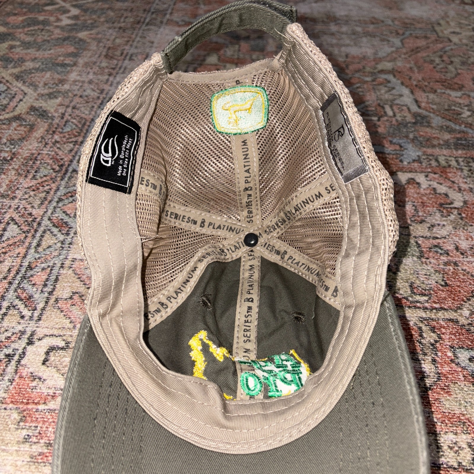 Ag-Pro John Deere Platinum Series Adjustable Trucker Hat Olive Tan OSFA Mesh Men