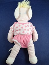 Vtg Eden Doll Pink Sleeping Blonde Girl Blye Eyes Strawberry Hat Plush 4FB