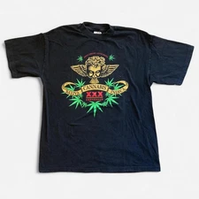 Vintage 00's Y2K Euro Weed Black Amsterdam Angel Cherub Cannabis XXX Size Large