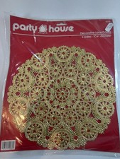 Party House Decorative Lace Doilies Gold 10in Round (Set of 6)