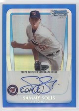 2011 Bowman Chrome Prospects Blue Refractor /150 Sammy Solis #BCP106 Auto 9gj