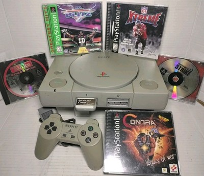 Sony PS1 Bundle PlayStation Console  Controller 5 Games Memory Card Tested Works
