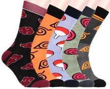 Naruto Shippuden Socks Uchiha Akatsuki Uzumaki Clan 5 Pack Adult Crew Socks