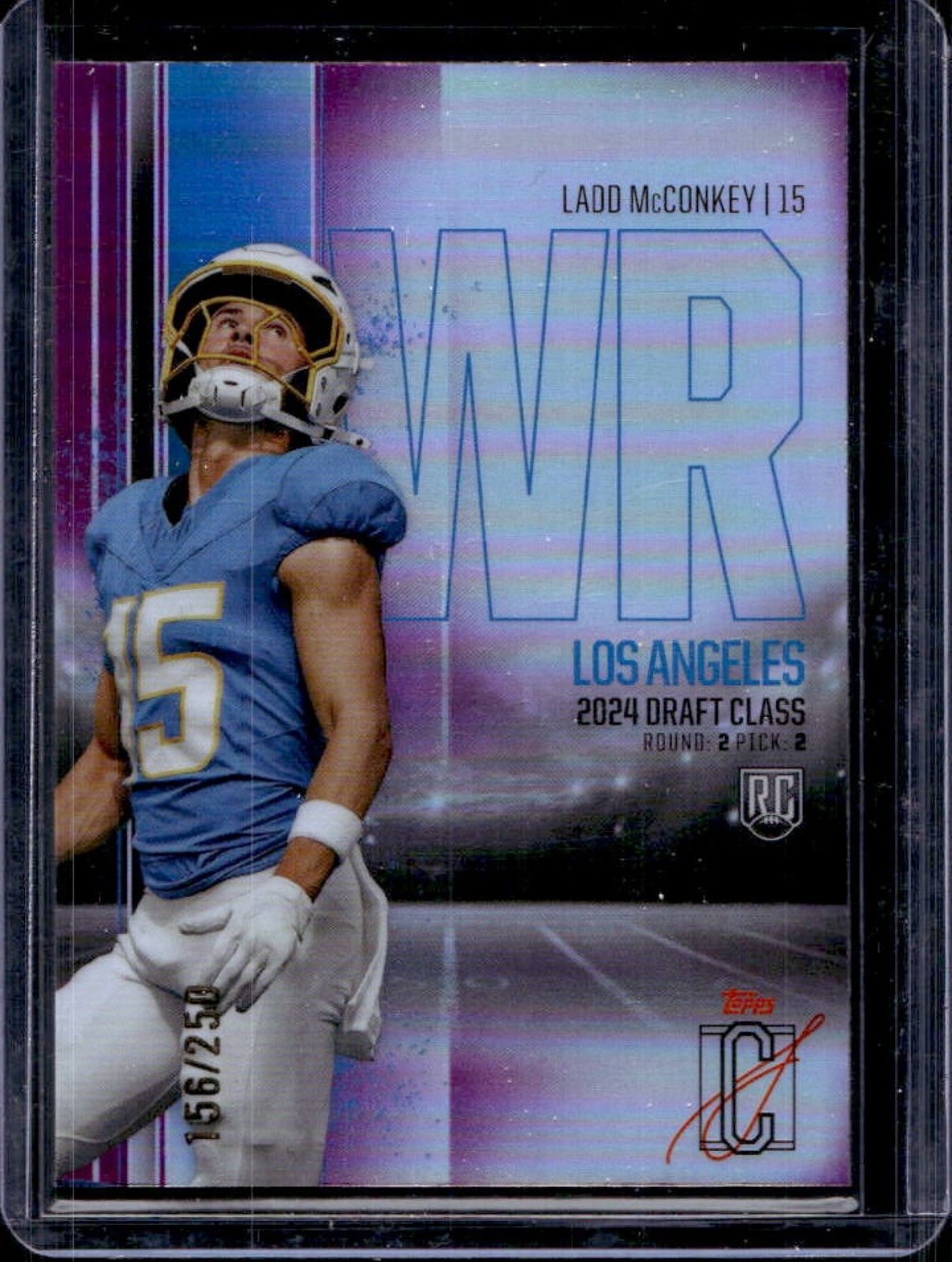 2024 Topps Signature Class Ladd McConkey Rookie Chrome Refractor Magenta #/250