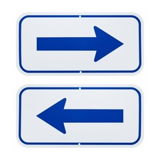 2-Pack 12" x 6" Blue Aluminum Reflective One-way Arrow Sign White/Blue 