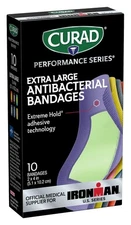 CURAD Performance Series IRONMAN Antibacterial Bandages, 10 Count (Pack of 1) 