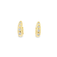 0.18ct Round Cut Lab Grown Diamond 18k Yellow Gold Polkadot Small Hoops Earrings