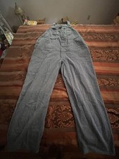 Vtg Key Imperial Work Farm Chore Hipster Trucker Bib Overalls Mens 48X34 Striped