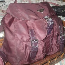 Prada dark burgundy nylon unisex travel school authentic backpack shoulder bag