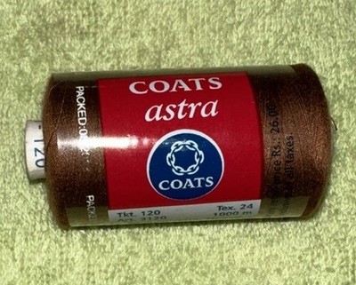 COATS Astra Tex 24 Thread 100% Spun Polyester Tkt 120 1000 m Per Spool Brown