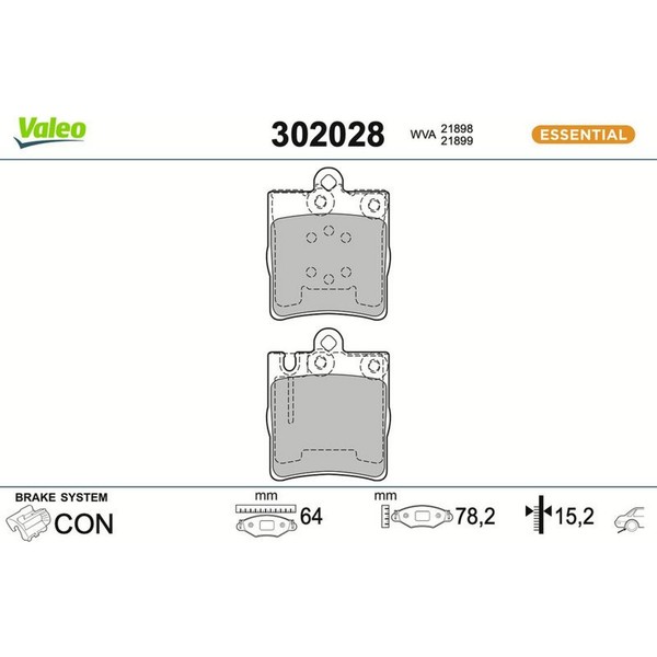 Valeo 302028 Bremsbelagsatz FüR Mercedes Benz C Klasse CLC CLK E SLK W203 S203-image
