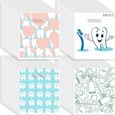800 Pcs Dental Bags, Tooth Patient Care Dental Bags, 9 x 8 Inches dental goodie