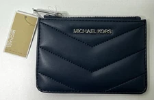 Michael Kors Jet Set Travel Coin Pouch Card Holder Navy New