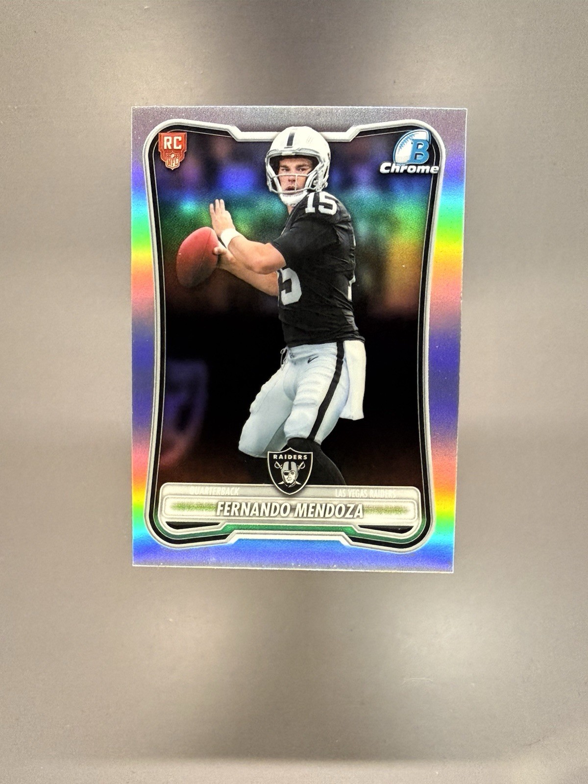 G Football Design 2026 Bowman Football Chrome Fernando Mendoza Red Shield Rookie RC BRR-1 ...