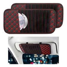 2 Pcs Car Cd Visor Storage Cases Large Capacity Auto Sun Visor Dvd Holder Red