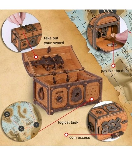 NEW Wooden City Escape Room in a Box Treasure Chest Hard Puzzle Adults SEALED - Picture 5 of 9